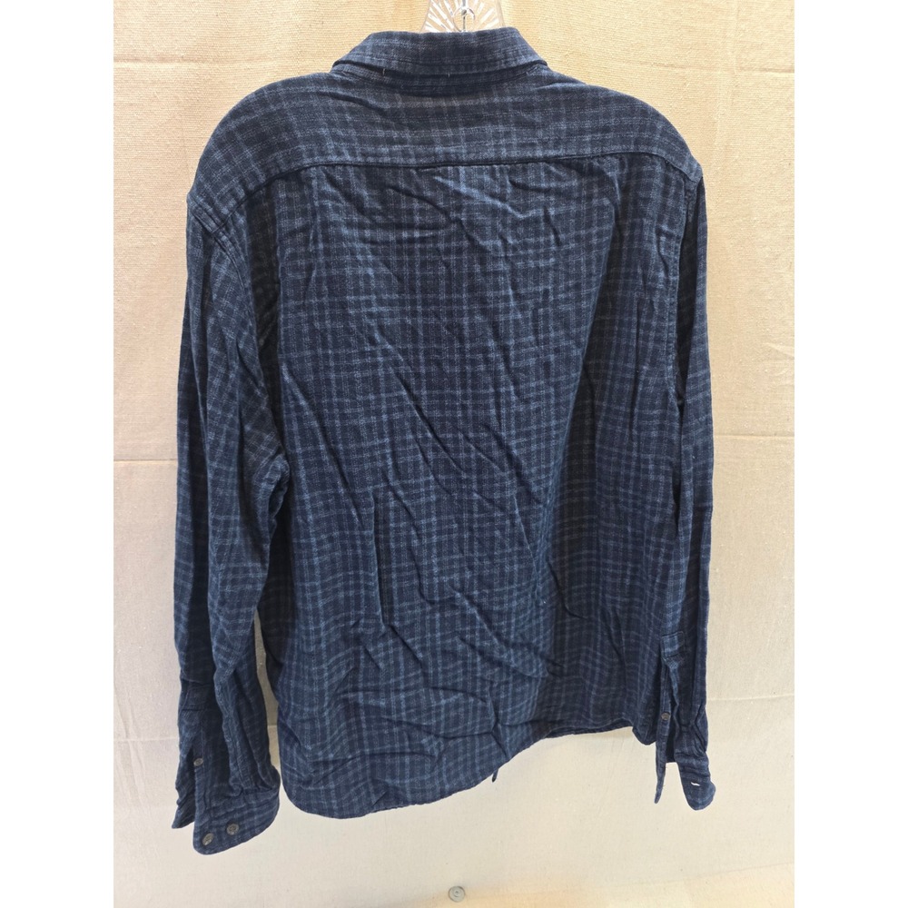 Banana Republic Mens Slim Fit Navy Blue Plaid Flannel Button Down Shirt Large - Picture 4 of 6